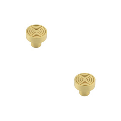 2 PACK Elegant 30mm Satin Brass Cupboard Knob for Stylish Interiors - Kitchen Cabinet Knob