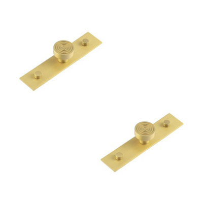 2 PACK Elegant 30mm Satin Brass Cupboard Knob with Plain Backplate Kitchen Cabinet Knob