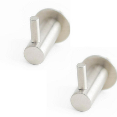 2 PACK Elegant 37mm Satin Stainless Steel Single Robe Hook for Modern Bathrooms and Closets - Wall Mounted Clothing Hook