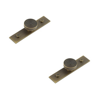 2 PACK Elegant 40mm Antique Brass Cupboard Knob with Plain Backplate - Kitchen Cabinet Knob