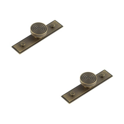2 PACK Elegant 40mm Antique Brass Cupboard Knob with Stepped Backplate Kitchen Cabinet Knob