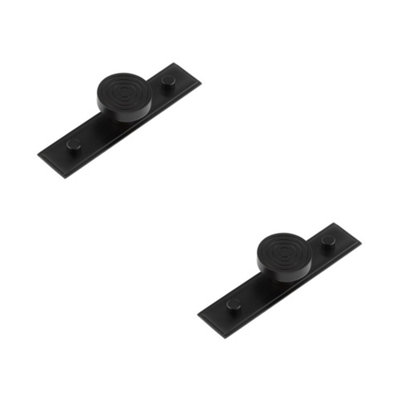 2 PACK Elegant 40mm Black Stepped Cupboard Knob with Brass Backplate - Kitchen Cabinet Knob