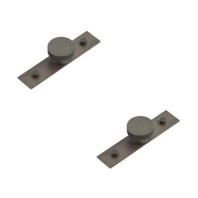 2 PACK Elegant 40mm Dark Bronze Cupboard Knob with Backplate - Kitchen Cabinet Knob