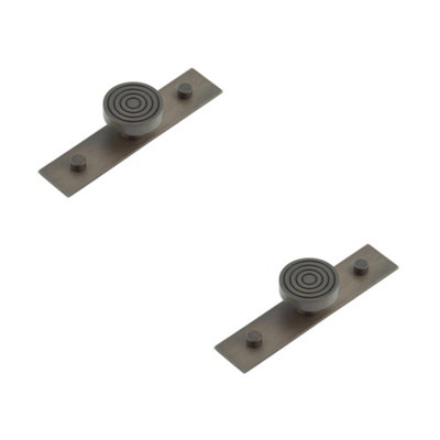 2 PACK Elegant 40mm Dark Bronze Cupboard Knob with Solid Brass Backplate - Kitchen Cabinet Knob