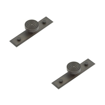 2 PACK Elegant 40mm Dark Bronze Cupboard Knob with Stepped Backplate Kitchen Cabinet Knob
