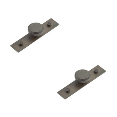 2 PACK Elegant 40mm Dark Bronze Cupboard Knob with Stylish Backplate - Kitchen Cabinet Knob