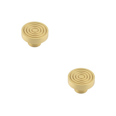 2 PACK Elegant 40mm Satin Brass Cupboard Knob for Stylish Interiors Kitchen Cabinet Knob