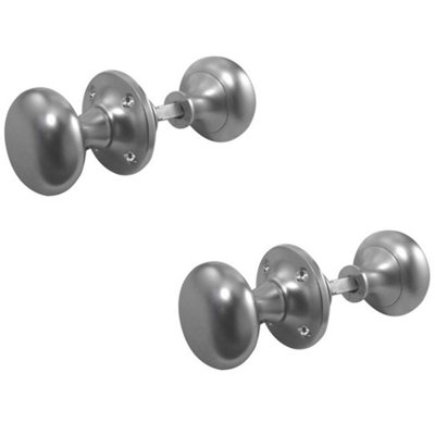 2 PACK Elegant 50mm Satin Chrome Mushroom Rim Door Knob for Timeless Style