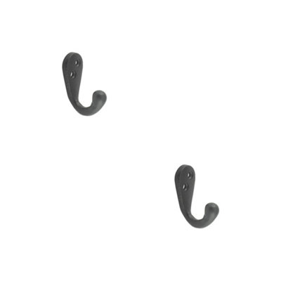 2 PACK Elegant 55mm Black Robe Hook for Home Decor - Wall Mounted Clothing Hook