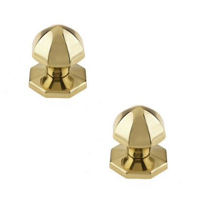 2 PACK Elegant 65mm Polished Brass Centre Door Knob for Stylish Interiors - External Front Door Knob