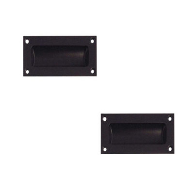 2 PACK Elegant 75mm Black Flush Pulls for Cabinets and Furniture - Recessed Door Handle