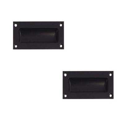 2 PACK Elegant 89mm Black Flush Pulls for Sliding Doors and Drawers - Recessed Door Handle