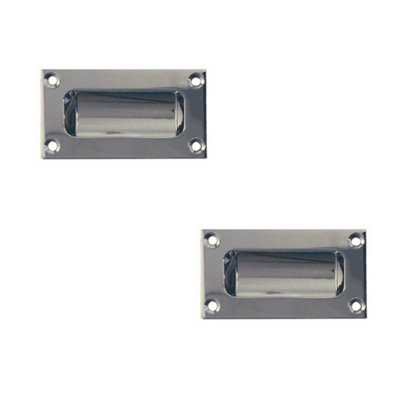 2 PACK Elegant 89mm Polished Chrome Flush Pulls for Doors and Drawers - Recessed Door Handle