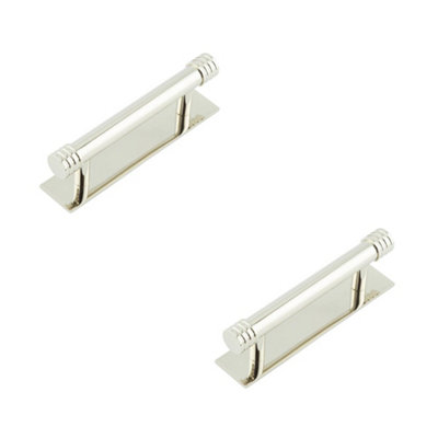2 PACK Elegant 96mm Polished Nickel Cabinet Handle with Backplate - Kitchen Drawer Pull Handle