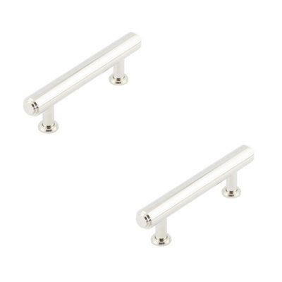 2 PACK Elegant 96mm Polished Nickel Stepped Cabinet Handle for Luxurious Interiors - Kitchen Drawer Pull Handle