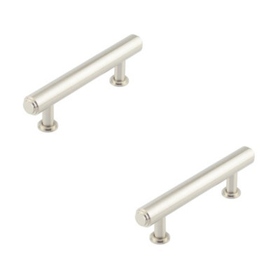 2 PACK Elegant 96mm Satin Nickel Stepped Cabinet Handle for Sophisticated Interiors - Kitchen Drawer Pull Handle