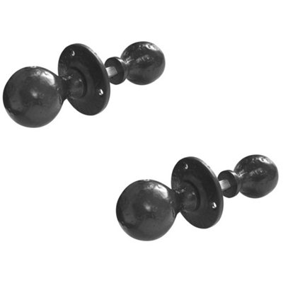 2 PACK Elegant Antique Ball Rim Knob in Black - 46mm Diameter
