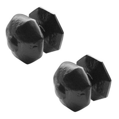 2 PACK Elegant Antique Black Centre Door Knob - 72mm Diameter - External Front Door Knob