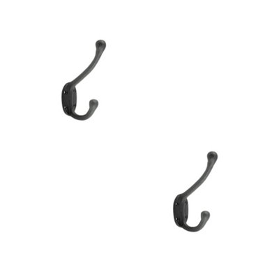 2 PACK Elegant Antique Black Hat and Coat Hook - 125mm - Wall Mounted Clothing Hook