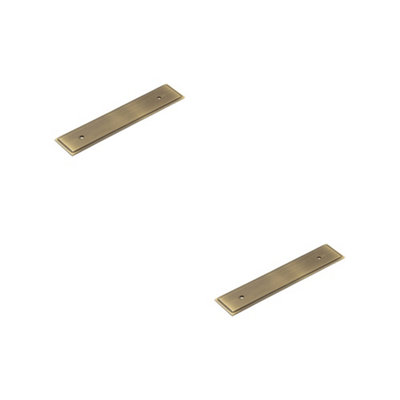 2 PACK Elegant Antique Brass Backplate for Cabinet Handle - 140x30mm - Kitchen Drawer Pull Handle