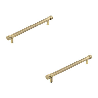 2 PACK Elegant Antique Brass Cabinet Handle 224mm for a Timeless Look - Kitchen Drawer Pull Handle