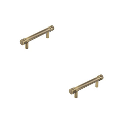 2 PACK Elegant Antique Brass Cabinet Handle with 96mm Centers Kitchen Drawer - Pull Handle