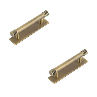 2 PACK Elegant Antique Brass Cabinet Handle with 96mm Centers Kitchen Drawer Pull Handle