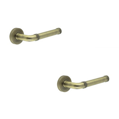 2 PACK Elegant Antique Brass Lever Door Handle for Modern Interiors - Interior Handle
