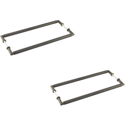 2 PACK Elegant Back to Back Dark Bronze Pull Handle - 425mm Solid Brass Design - Door Handle
