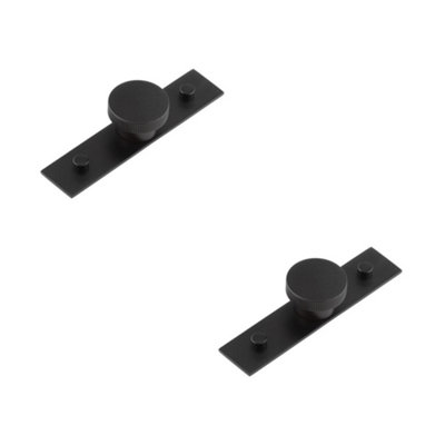 2 PACK Elegant Black Cupboard Knob with 40mm Plain Backplate for Stylish Interiors - Kitchen Cabinet Knob