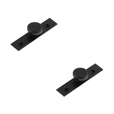 2 PACK Elegant Black Cupboard Knob with Backplate - 40mm Size - Kitchen Cabinet Knob