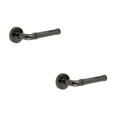 2 PACK Elegant Black Nickel Door Handle Lever on Rose for Classic Interiors - Interior Handle