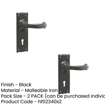 2 PACK Elegant Black Suite Door Handle with Lockplate for Modern Homes - Interior Lever on Backplate