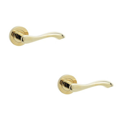 2 PACK Elegant Brass Finish Door Handle for Traditional Interiors - Interior Handle
