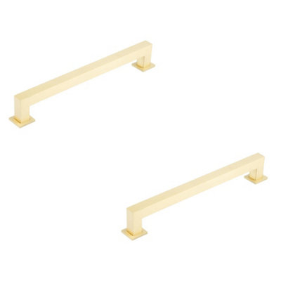 2 PACK Elegant Cabinet Handle in Satin Brass - 224mm Length for Stylish Interiors - Kitchen Drawer Pull Handle