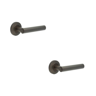 2 PACK Elegant Chamfered Rose Dark Bronze Door Handle for Luxurious Interiors - Solid Brass Interior Handle