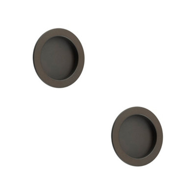 2 PACK Elegant Circular Flush Pull in Dark Bronze Finish for Doors - Door Handle