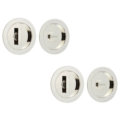 2 PACK Elegant Circular Turn & Release in Polished Nickel for Luxury Homes - Door Handle