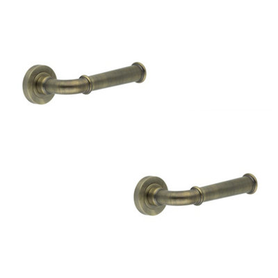 2 PACK Elegant Classic Antique Brass Lever Door Handle on Rose - Interior Handle