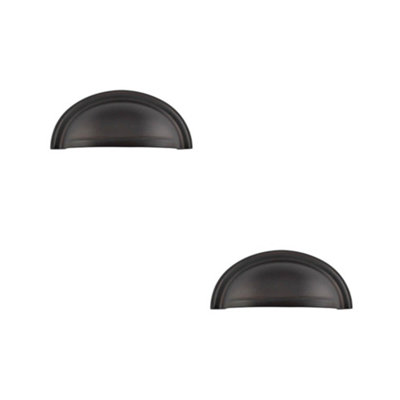2 PACK Elegant Dark Bronze Cup Pulls for Cabinets - Kitchen Drawer Pull Handle