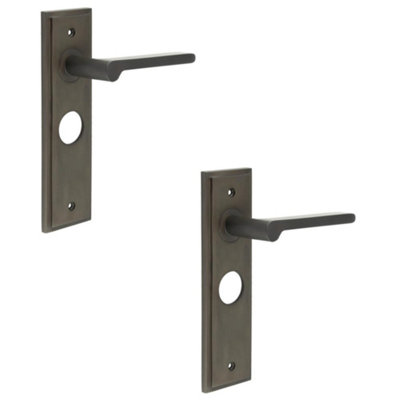 2 PACK Elegant Dark Bronze Door Handle for Bathrooms - Solid Brass Interior Handle