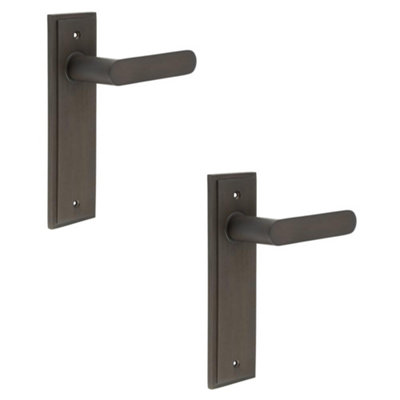 2 PACK Elegant Dark Bronze Door Handle Latch Backplate for Luxurious Homes - Solid Brass Interior Handle