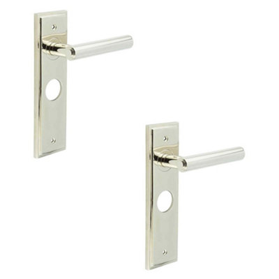 2 PACK Elegant Dark Bronze Door Handle with Backplate for Bathroom - Solid Brass Interior Lever