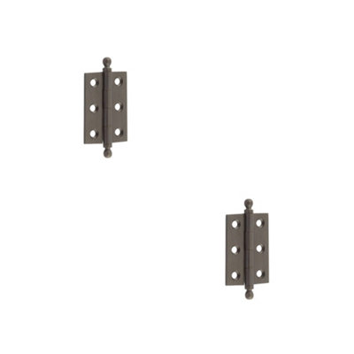 2 PACK Elegant Dark Bronze Finial Hinge 50x35mm for Cabinet Doors - Solid Brass - Door Hinges