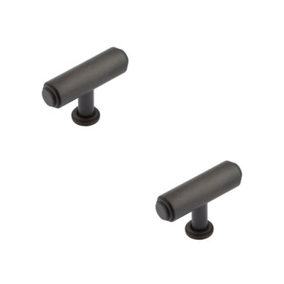 2 PACK Elegant Dark Bronze T Bar Stepped Cupboard Knob for Home Decor - Kitchen Cabinet Knob