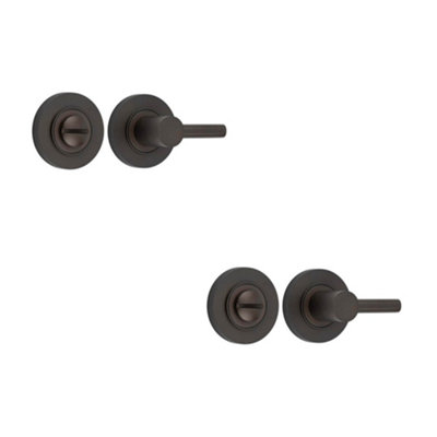 2 PACK Elegant Dark Bronze Turn & Release Lock with Solid Brass Design - Door Handle