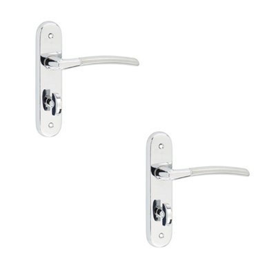 2 PACK Elegant Dual-Finish Door Handle in Polished and Satin Chrome - Interior Lever on Backplate