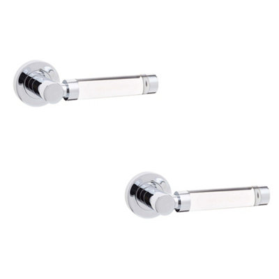 2 PACK Elegant Glass and Polished Chrome Door Handle for Modern Interiors - Interior Handle