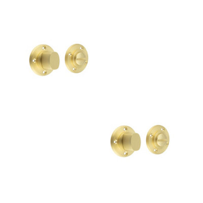 2 PACK Elegant Inner Turn & Release in Satin Brass for Privacy - Door Handle