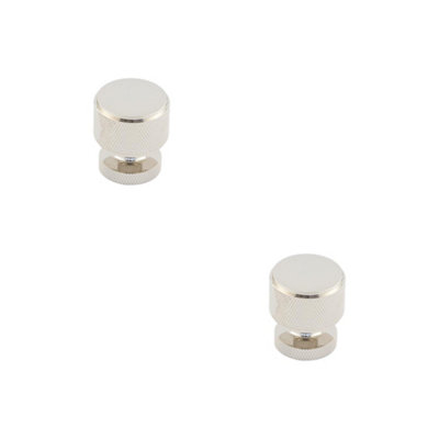 2 PACK Elegant Knurled Cupboard Knob in Polished Nickel with Antique Brass Options - Kitchen Cabinet Knob